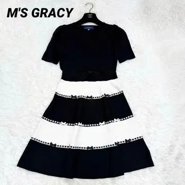 [ 새상품급 ] 엠즈 그레이시 원피스 보더 리본 36