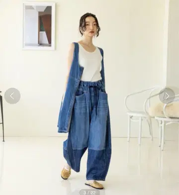 새상품 니코앤드 이지 배럴 팬츠 인디고 M