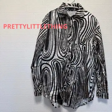PRETTYLITTLETHING 긴팔 셔츠 블랙 핑크 골드