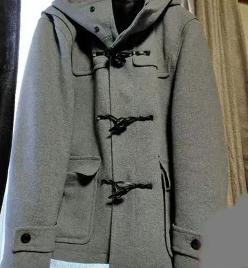 그레이 더플 코트 울 혼방