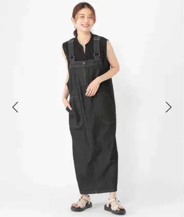 새상품 스튜디오 클립 오버롤 스커트 데님 블랙 L