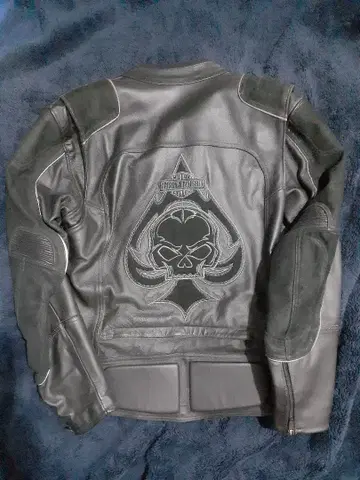 할리데이비슨 스컬 가죽 스웨이드 라이더 자켓