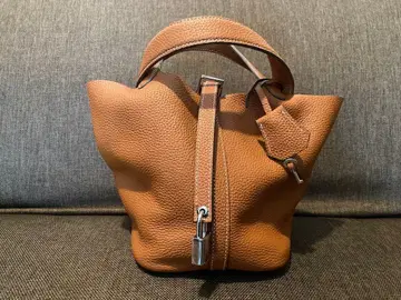 큐브백 천연 가죽 브라운