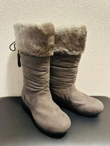 뷰스/beauth 부츠 퍼 달린 스웨이드 느낌 롱 부츠