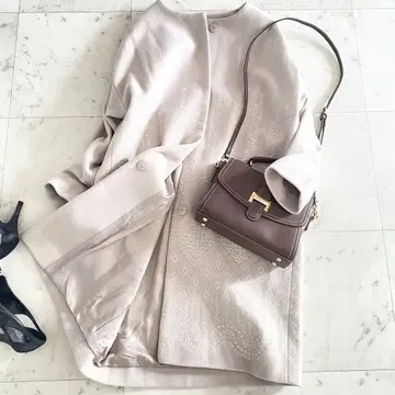 새상품급 네미카 NEMIKA 자수 디자인 울 노카라 코트 9