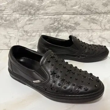 JIMMY CHOO 스타 스터드 슬립온 스니커즈 가죽 블랙