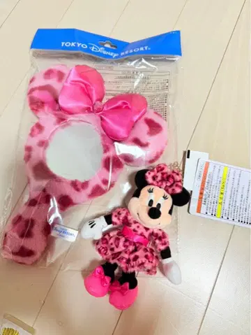 미니 봉제 인형 참 거울 세트 레오파드 무늬