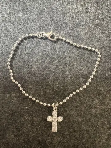 크로스 팔찌 비즈 체인 925 각인