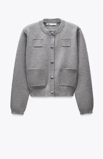 ZARA 자라 플레인 니트 자켓 패디드 숄더