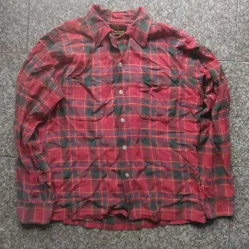 60s 레이온 셔츠 옴브레 체크 빈티지 섀도우 개버 50s