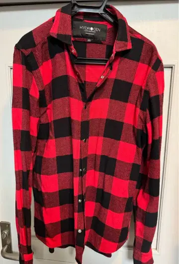 HYDROGEN 빨검 체크 플란넬 셔츠