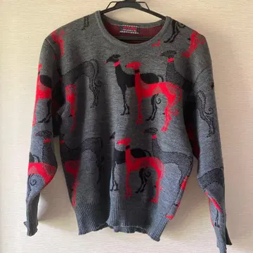 JACQUARD 강아지 패턴 그레이 스웨터 M