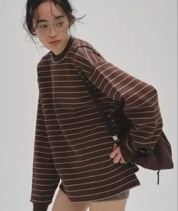 TODAYFUL Border Long T-shirts 브라운