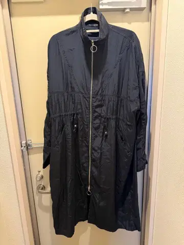 블랙 나일론 롱 코트 오버 사이즈 변형 커스터마이즈 코트