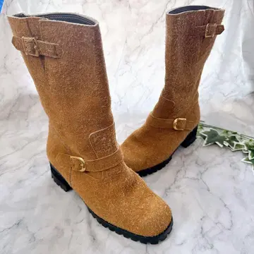 스웨이드 바이커 부츠 브라운 23.5cm