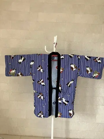 신사 면 솜 누빔 반텐 우키요에 패턴과 가문 패턴 리버서블 L