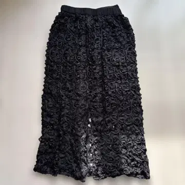 블랙 플라워 레이스 롱 스커트 M