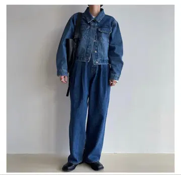 녹차 데님 mannish tuck jeans 다크 블루 S