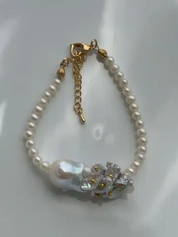 담수 진주 꽃다발 부케 오이스터 바로크 양귀비 메탈릭 팔찌