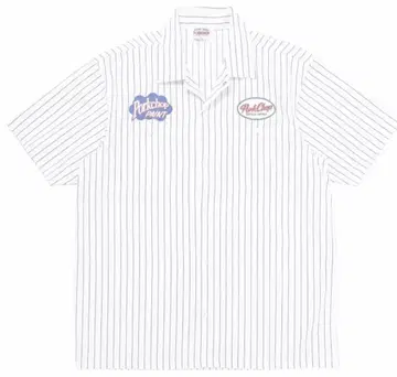 포크찹 페인트 스트라이프 워크 셔츠 반팔 셔츠