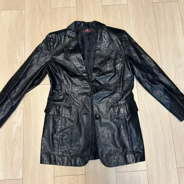 블랙 가죽 자켓 싱글 버튼 자켓