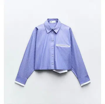 ZARA 크롭 스트라이프 셔츠