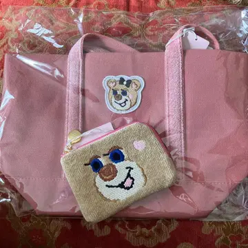 러브러리 바이 페이 올드 테디 와펜 토트 L 지퍼 파우치