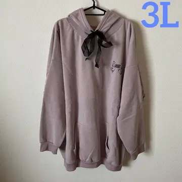 [ 새상품 ] 빅 사이즈 3L 리본 속기모 후드티 라벤더 핑크