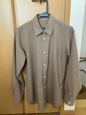 MUJI Labo 2025 신사 울 혼방 레귤러 카라 셔츠 S 카멜