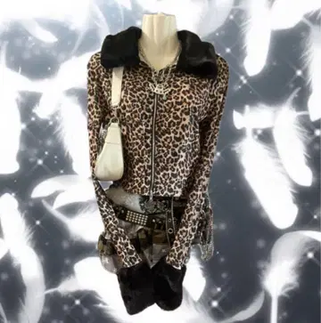 표범 무늬 퍼 y2k 그런지 헤이세이 갸루 펑크 락 후드티 시크 스타일