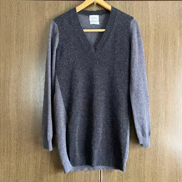 BARRIE 울 V넥 스웨터 그레이 긴팔