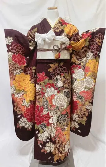 후리소데 성인식 후리소데 6점 세트 순수 실크 후리소데 풀세트