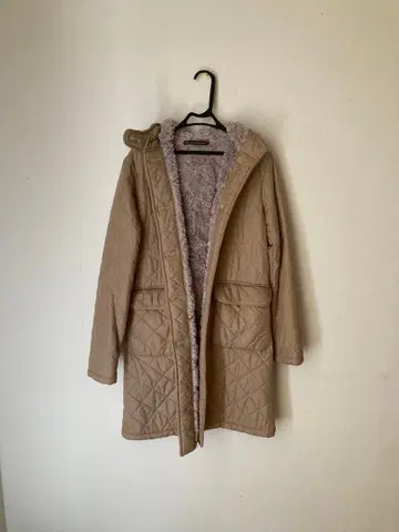 퀼팅 롱 코트 베이지 사이즈 36