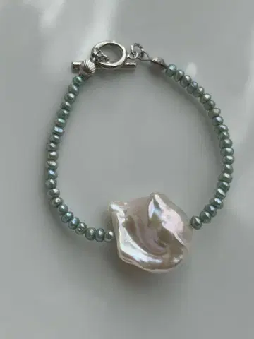 담수 진주 레인보우 컬러 특대형 오이스터 바로크 에메랄드 블루 팔찌