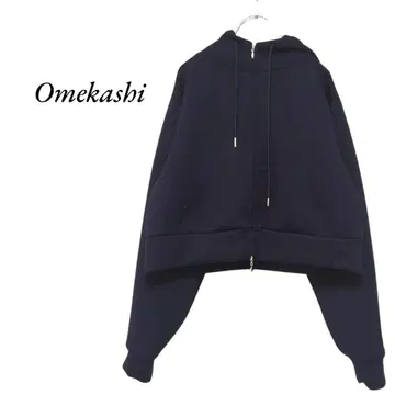 오메카시 분또 지퍼 숏 후드티 네이비 오메카시