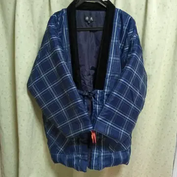 블루 계열 체크 무늬 반텐 M-L 사이즈