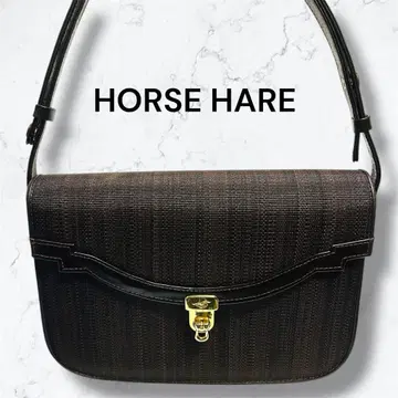 새상품급 호스 헤어 숄더백 가죽 브라운 2way