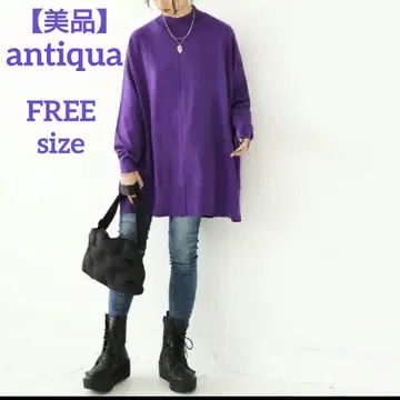 [ 새상품급 ] antiqua 안티카 오버 하이넥 니트 퍼플