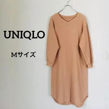 UNIQLO 유니클로 와플 원피스 [ M 사이즈 ] 롱 V넥 긴팔