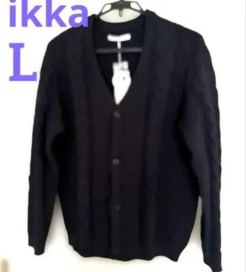 ikka GOKU 락 니트 케이블 가디건 가디건 네이비 블루