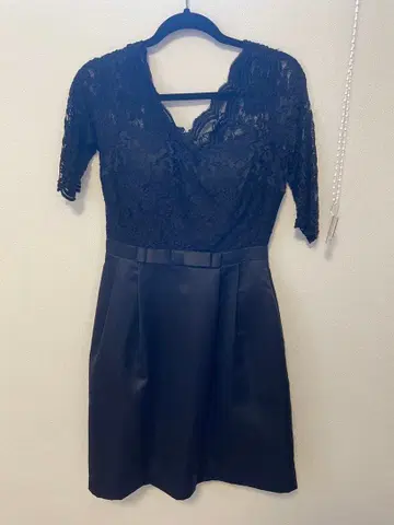 블랙 레이스 새틴 드레스