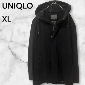 유니클로 울 코트 자켓 다운 블랙 후드 후드티