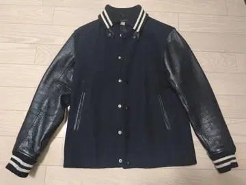 저널 스탠다드 울 가죽 바시티 자켓 네이비/블랙