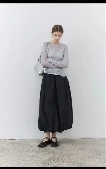 tageechita 헴 벌룬 링크 스커트 네이비