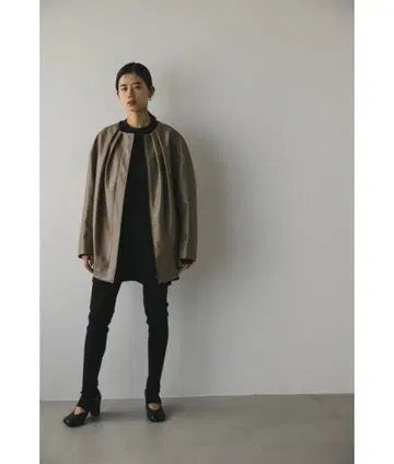 STYLEMIXER 인조 가죽 턱 자켓