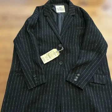 Dgy 블랙 스트라이프 코트 M 롱