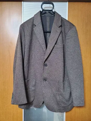 유니클로 브라운 체크 무늬 셋업 자켓 M