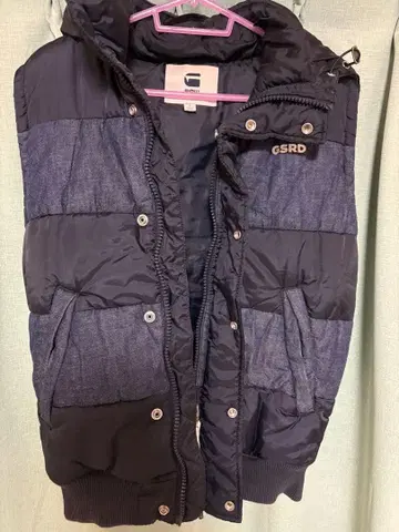 지스타 RAW GSRD 후드 부착 다운 베스트 S 사이즈 네이비