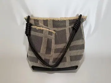 eal 토트백 린넨 x 가죽 콤비 소재 그레이 x 블랙