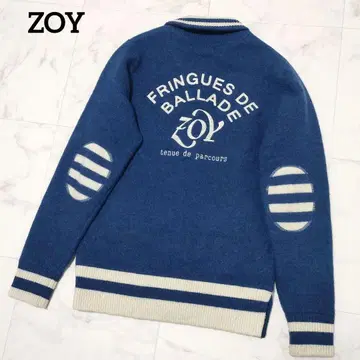 ZOY 골프 울 지퍼 자켓 엘보 패치 로고 리브 사이즈 38